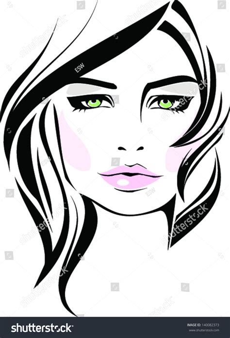 Beautiful Woman Face Makeup Icon Stock Vector 140082373