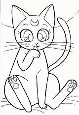 Sailor Moon Coloring Pages Luna Para Colorir Gato Anime Pintar Escolha Pasta sketch template