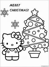 Kitty Hello Pages Christmas Coloring Color Online Adults Print sketch template