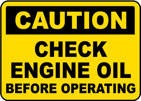 check oil  operating label   safetysigncom