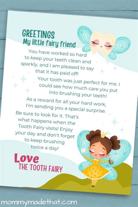 printable tooth fairy letters lots  cute  printables