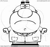 Pudgy Outlined Scientist Depressed Male Clipart Cartoon Cory Thoman Coloring Vector 2021 sketch template