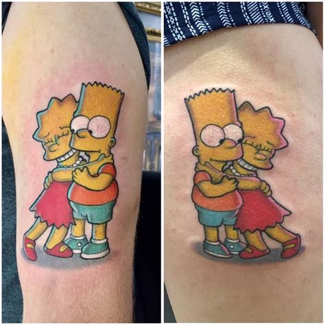 Tatuaje Dual A Color De Bart Y Lisa Simpson Tatuaje De Los Simpsons