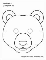 Bear Printable Mask Masks Coloring Templates Template Pages Firstpalette Polar Animal Brown Kids Animals Visit источник sketch template