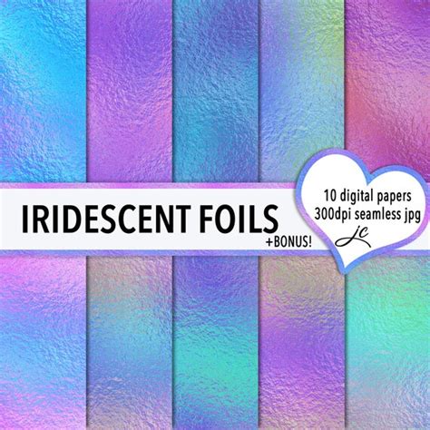 iridescent foils digital papers bonus pattern files