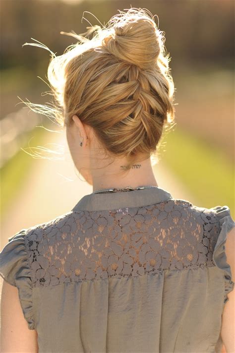 upside  french braid  wedding hairstyle women hairstyles