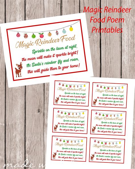 magic reindeer food poem printables  printable party palooza