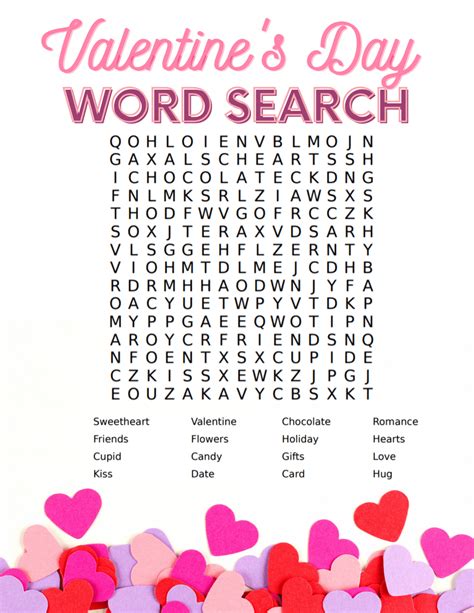 valentine word search  kids