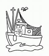 Boat Fishing Coloring Pages Drawing Small Boats Kids Transportation Getdrawings Choose Board sketch template