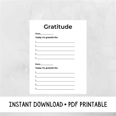 gratitude worksheet simple theme instant   printable