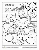 Coloring Food Pages Healthy Fruit Kids Worksheets Kindergarten Worksheet Nutrition Printable Color Education Groups Sheets Number Vegetables Fruits Colouring Activities sketch template
