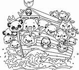 Ark Noah Coloring Pages Noahs Cartoon Printable Flood Kids Animal Boat Color Drawing Bible Story Colouring Print Animals Family Book sketch template