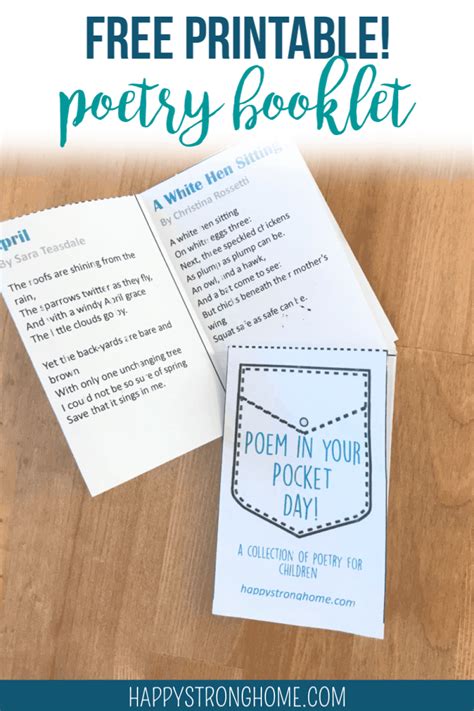 poem   pocket day printable booklet happy strong home