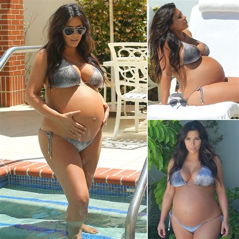 kim kardashian pregnant in a bikini before giving birth popsugar
