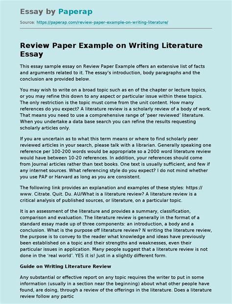review paper   writing literature  essay