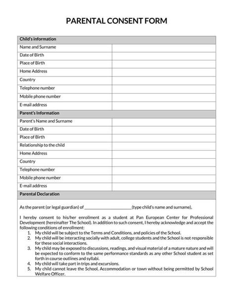 childs medical consent  grandparents  forms