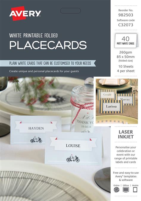 avery  printable folded placecards  pack