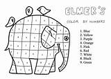 Coloring Number Elmer Elephant Color Patchwork Pages Count Colouring Printable Numbers Worksheets Template Activity Sheet Printables Elefante Kids Grade Colour sketch template