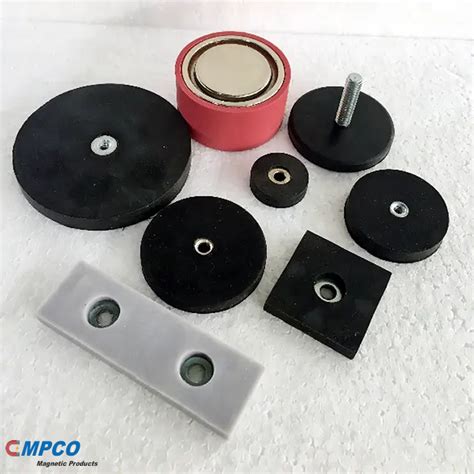 rubber coated holding magnet  female thread
