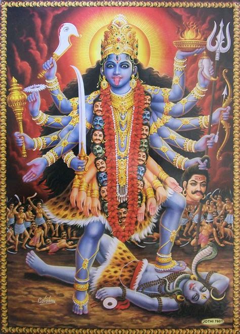 kaali mata kali maa ten hands ~ great poster big size 20 x30 goddesses hindus and poster