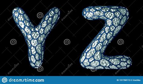 Realistic 3d Letter Set Y Z Made Of Silver Shining Metal Stock