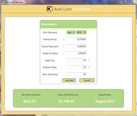 auto loan calculator media freeware