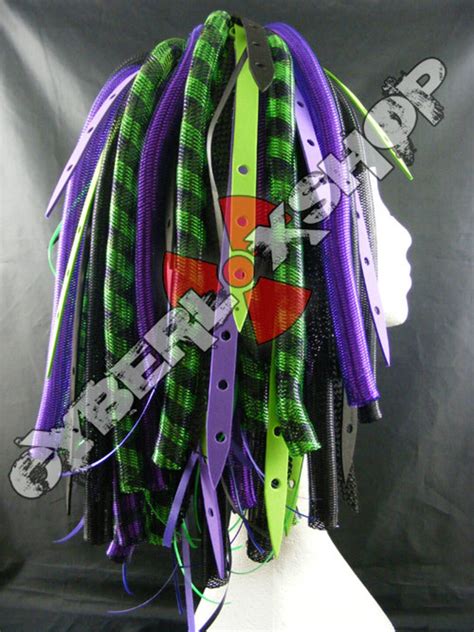 Cyberlox Dread Goth Purple Green Duoweb Hair Falls Etsy