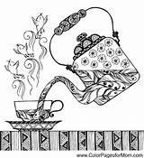 Coloring Coffee Pages Adult Color Colouring Adults Tea Printable Print Shop Zentangle Mandala Books Doodle Sheets Mug Food Clipart Drawing sketch template