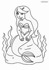 Meerjungfrau Stein Sitzt Ausmalbilder Sirenas Ausmalbild Sirena Mermaids sketch template