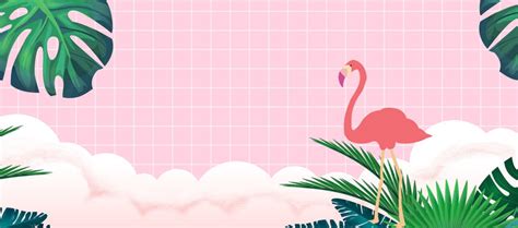 ins wind flamingo banana leaf pink background banner ins wind flamingo background image
