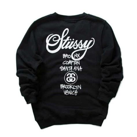 stussy world tour crewneck sweatshirt black stussy