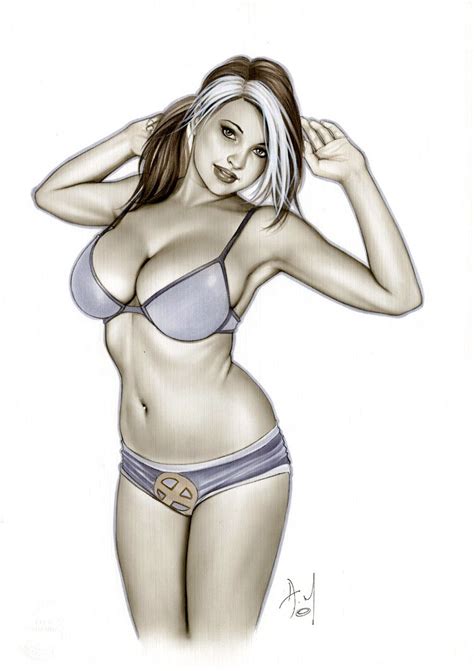 Hot Rogue Bw 574 X Men Original Pinup Girl Art By Alex Miranda