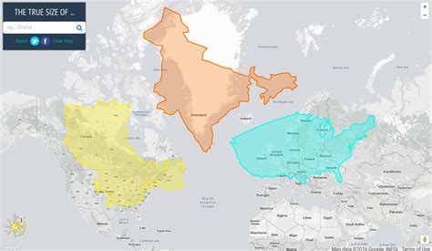 true size   interactive map  accurately compares