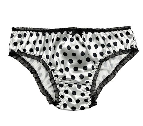 Satini White Satin Polka Dot Bikini Knicker Underwear Briefs Uk Size 6