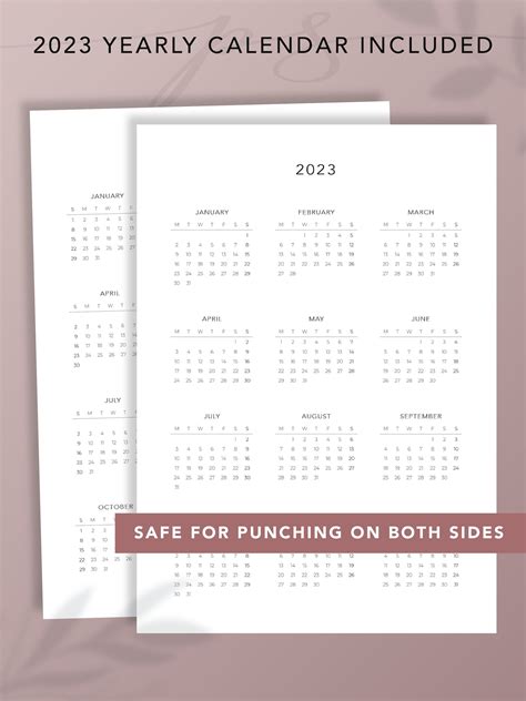 buy  calendar printable  year   glance printable