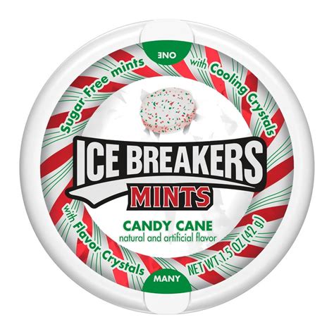 Ice Breakers Candy Cane Flavored Sugar Free Mints Holiday Candy Tin