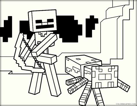 minecraft coloring pages wither skeleton  spider coloringfree