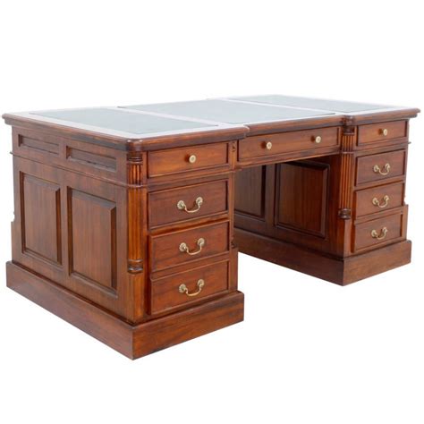 solid mahogany wood partners desk  large drawers