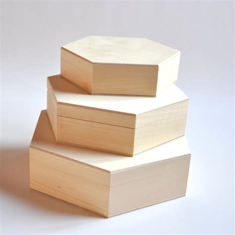 hexagon wooden box unfinished wood box unpainted wood box