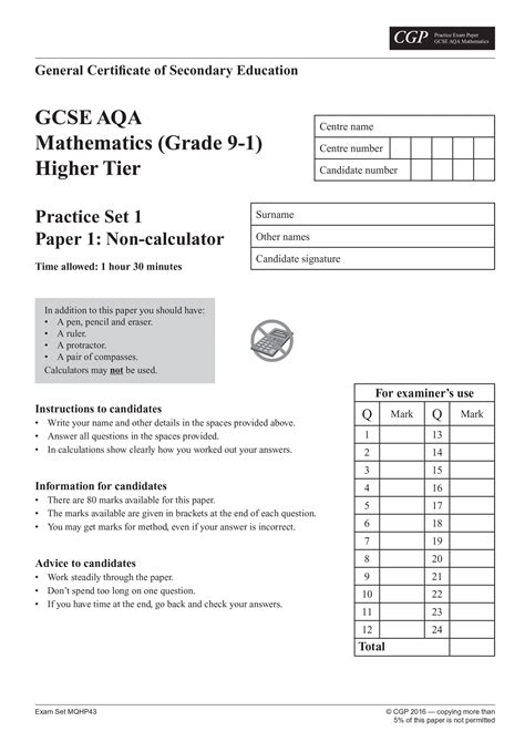 gcse maths aqa practice papers higher cgp books