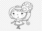 Coloring Girl Clipart Balloon Pages sketch template