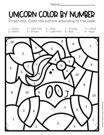 color  number unicorn printables  keeper   memories