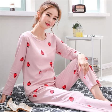 size  xl women pajamas summer long sleeve pyjamas cotton sleepwear women night suit