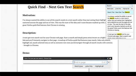 quick find  gen text search chrome extension demo youtube