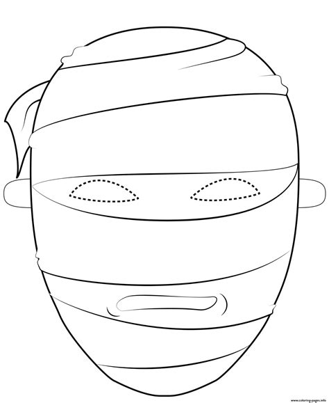 egyptian mummy mask outline halloween coloring page printable