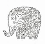 Coloring Pages Zentangle Elephant Mandala sketch template