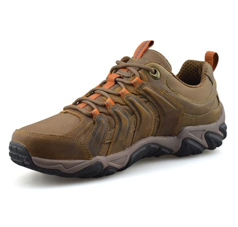 mens skechers walking hiking memory foam trail work leather trainers shoes size