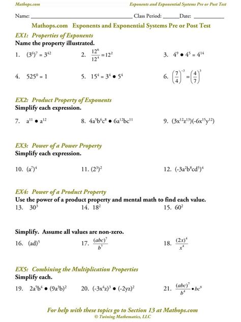 exponential functions worksheets  workssheet list
