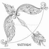 Sagittarius Coloring Zodiac Book Pattern Hand Pages Tattoo Drawn Sign Zentangle Flowers Vector доску выбрать татуировки sketch template