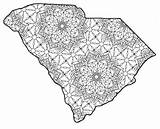 Carolina South State Map Printable Coloring Outline Shape Pattern Adults Color Kids Patterns Svg Pages Stencil Break Take sketch template